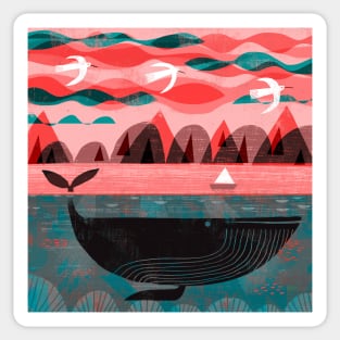 Pink Sky Whale Sticker